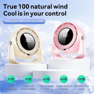 USB Rechargeable Portable Table Fan with LED Display